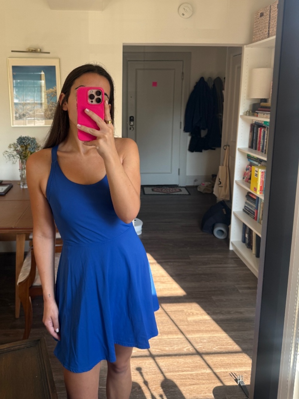 Halara Royal Blue Twisted Back Exercise Dress with Pockets & Built-in Shorts
